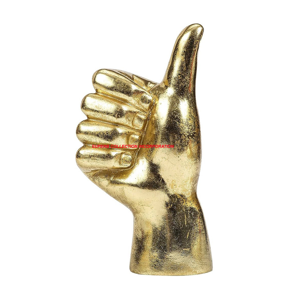 3 Hands Sign I Love You Thumbs Up and Okay Sign Gold Plated Metal Sculpture For Table Decor For Living Room Bedroom