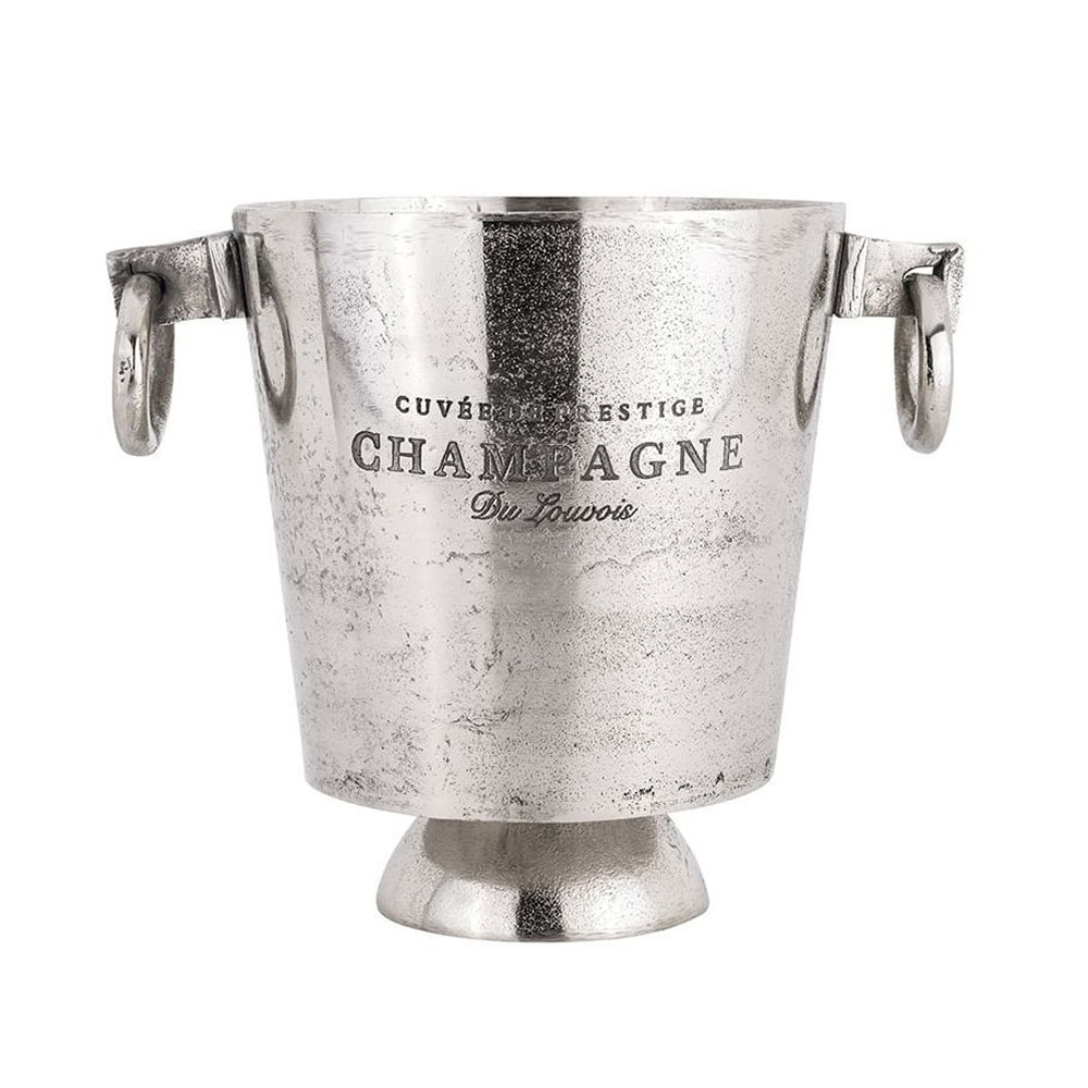 Luxury Silver Antiqui Aluminium White Metal Wine Cooler Or Wine Ice Bucket with Loop Side Handle