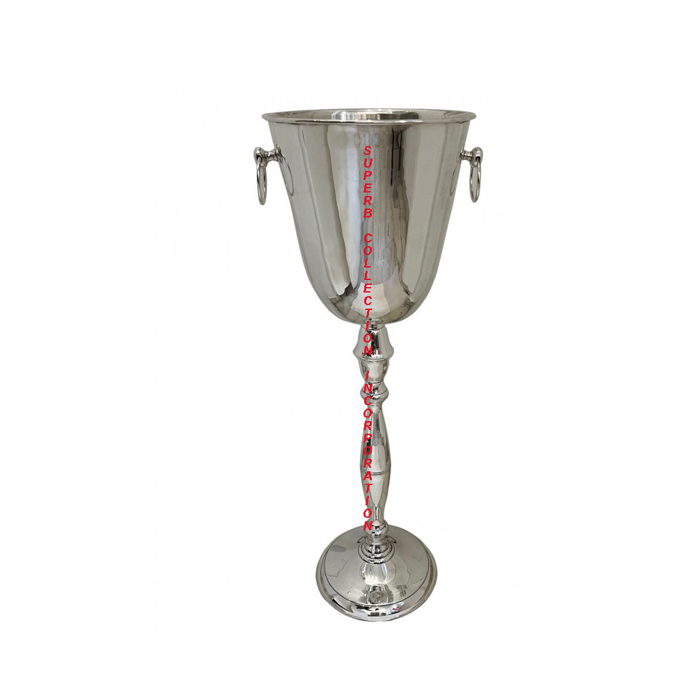 Customized ice bucket Bulk Silver Rull champagne Beer Aluminium Metal Tin Ice Bucket with stand for hotel bars restaurant