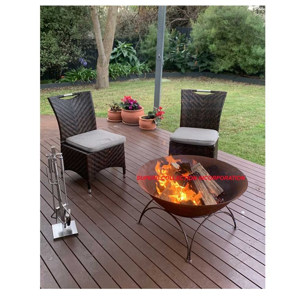 Antiqui Fire Pit Bowl With Stand Black Outdoor and Garden used Handmade