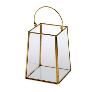 Gold Metal Luxury Gold Glass Plant Terrarium Vases For Decoration