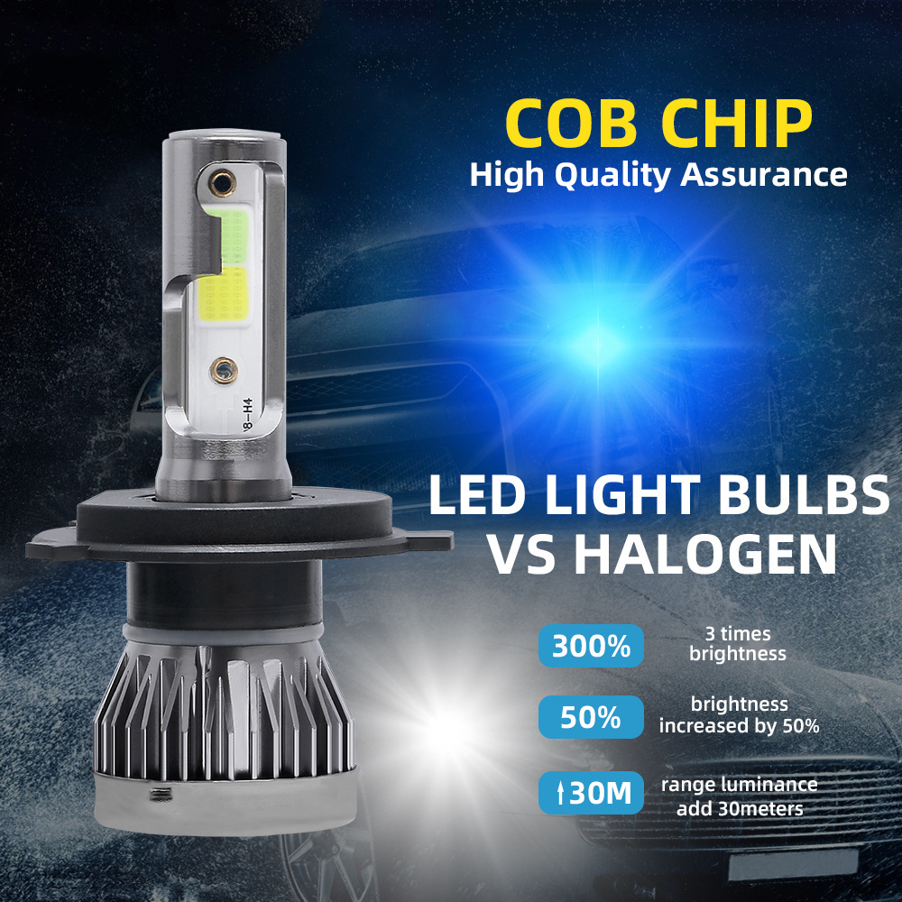 2 Colors Led Bulb H4 Faros 3000K 6000K 8000K Headlight Hi Lo Beam Auto Lamps 12000LM 12V 24V Automotive Lamp Luces Led Para Auto