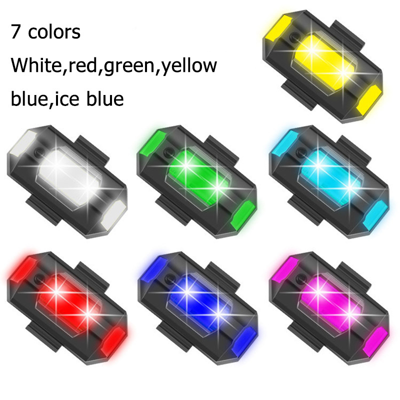 7 Colors Mini LED Aircraft Strobe Lights USB Rechargeable Warning Turn Signal Lights For Auto Motorbike Drone