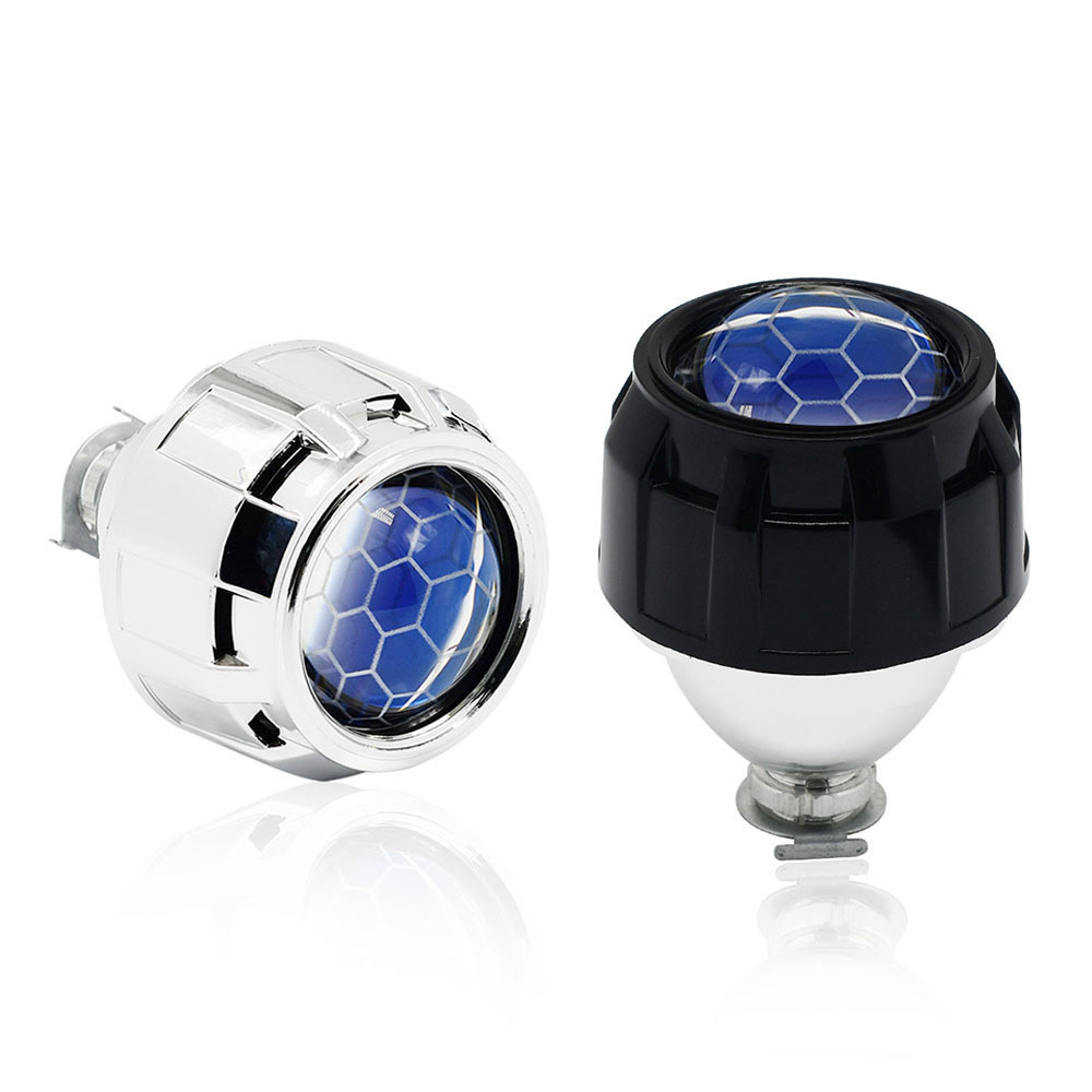 2.5 Inch 8.0 Car Bi Xenon Projector Lens HID Honeycomb Silver Black Shroud H1 Xenon LED Bulb H4 H7 Motorcycle Car Headlight