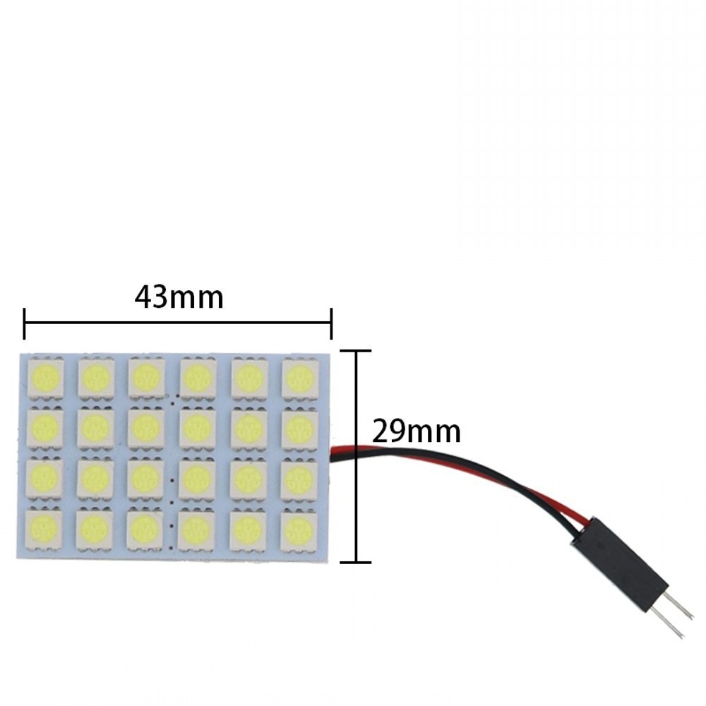 Roof Lamp 5050 Chip 24 SMD Car Led Panel Interior Light DC 12V White Auto Reading Lamp With T10 Festoon Adapters Dome Bulb