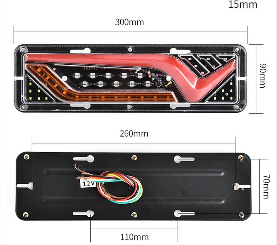 Universal Submersible Rectangular Utility Rear Boat Trailer Triple 12V 24V Led Travel Tail Clearance Lights For Trailers