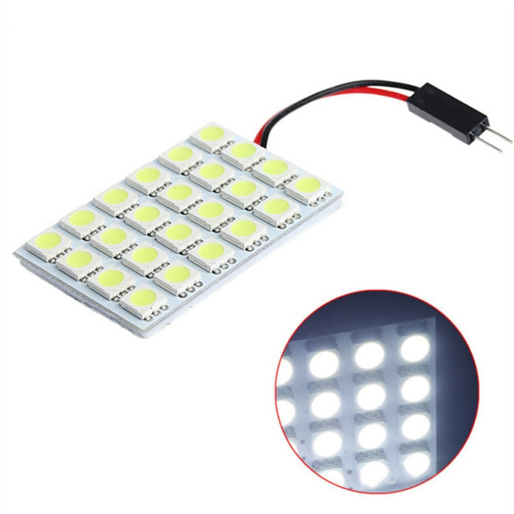 Roof Lamp 5050 Chip 24 SMD Car Led Panel Interior Light DC 12V White Auto Reading Lamp With T10 Festoon Adapters Dome Bulb