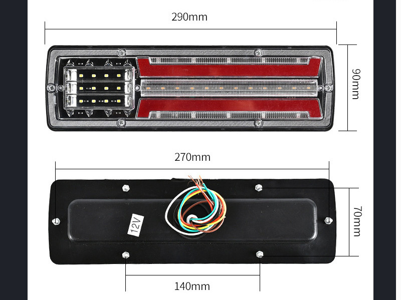 Universal Submersible Rectangular Utility Rear Boat Trailer Triple 12V 24V Led Travel Tail Clearance Lights For Trailers