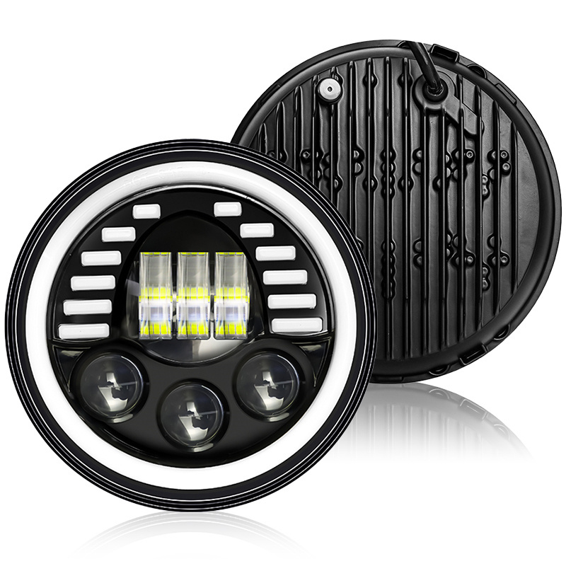 Brightest H4 Automotive Led Bulbs 8000LM 7 inch Round Led Headlight for jeep wrangler Accessories