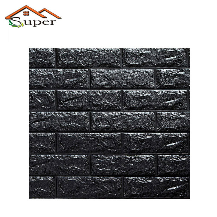 Environmental Protection Art 3D Adhesive PVC Stickers Faux Leather Foam Textured Design Wall Panel