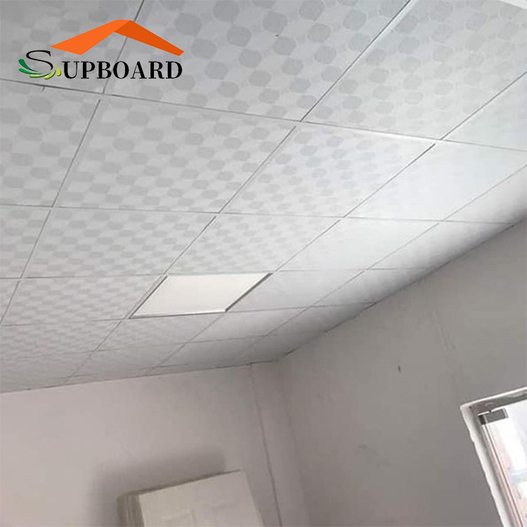 Office Hall Plaster Decorative PVC Laminated Gypsum Board False Ceiling Tiles