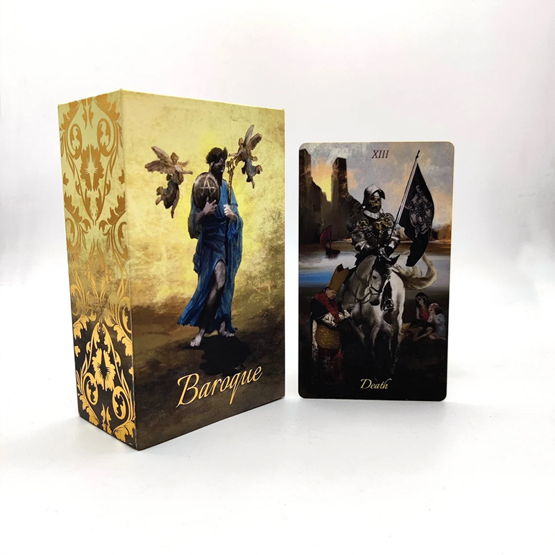 High Quality Custom Wholesale Printing Golden Edges Gold Black Paper Tarot Deck Affirmation Cards With Book Instruction