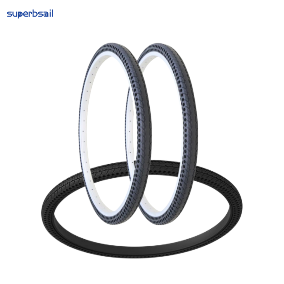 Superbsail Dropshipping 26x1-3/8 Bicycle Airless Tires Parts For Ebike 26 Inch Fat Tire Retro Solid Fat Tire Bicycle 26 Inch