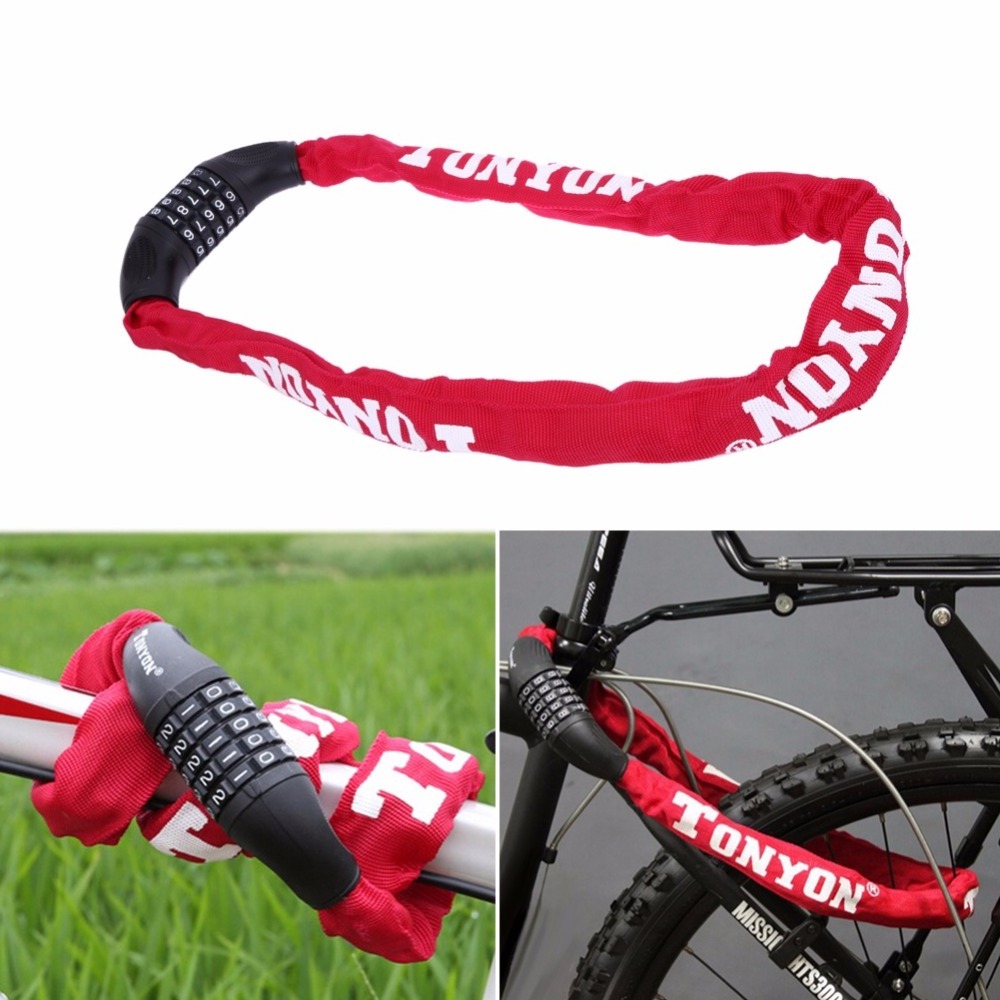 Superbsail Bike Lock 5 Password Bike Digital Chain Lock Security Outdoor Anti-Theft Locks Motorcycle Cycling Bicycle Accessories