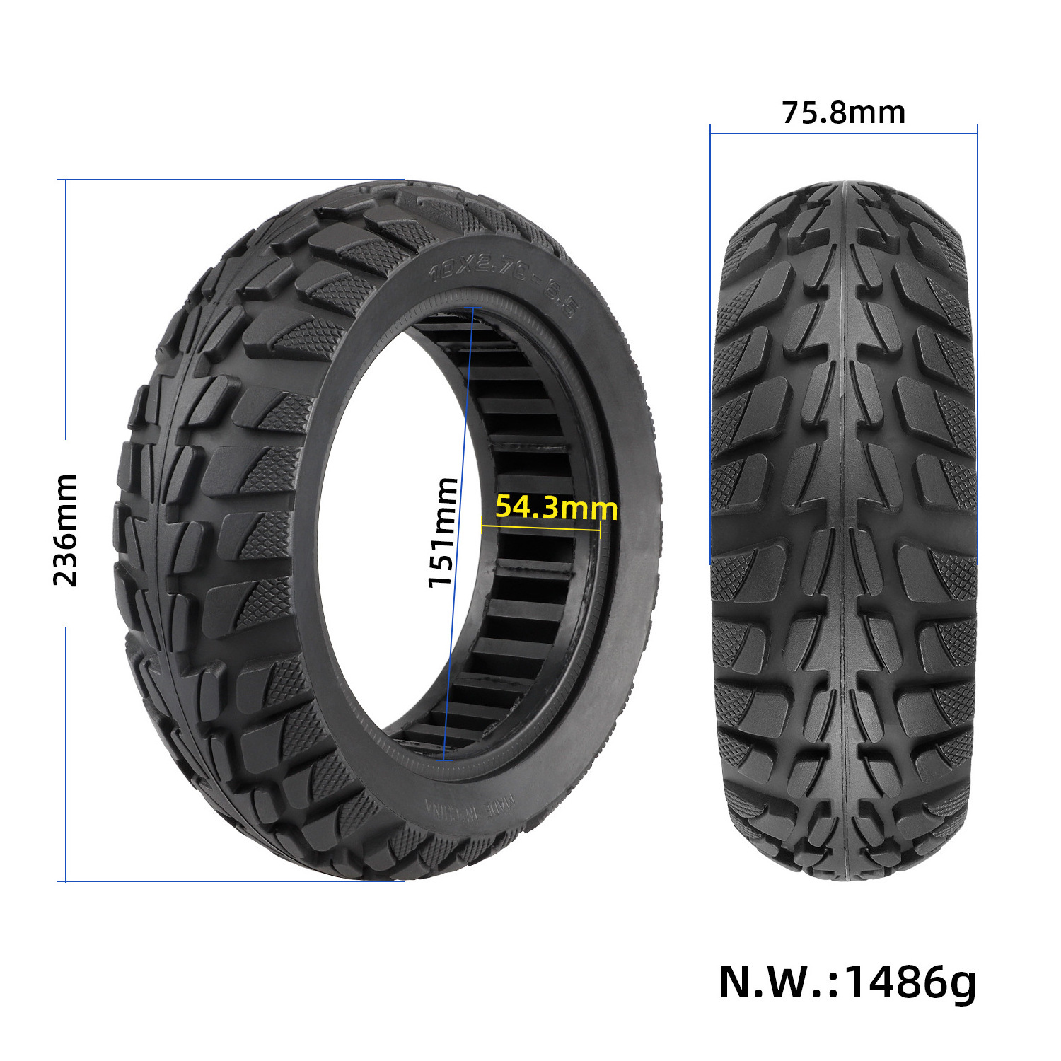 Superbsail EU Warehouse 10*2.75 Honeycomb Solid Tyre 10 Inch Solid Tire 70/65-6.5 For Speedway 5 Dualtron 3 Electric Scooter