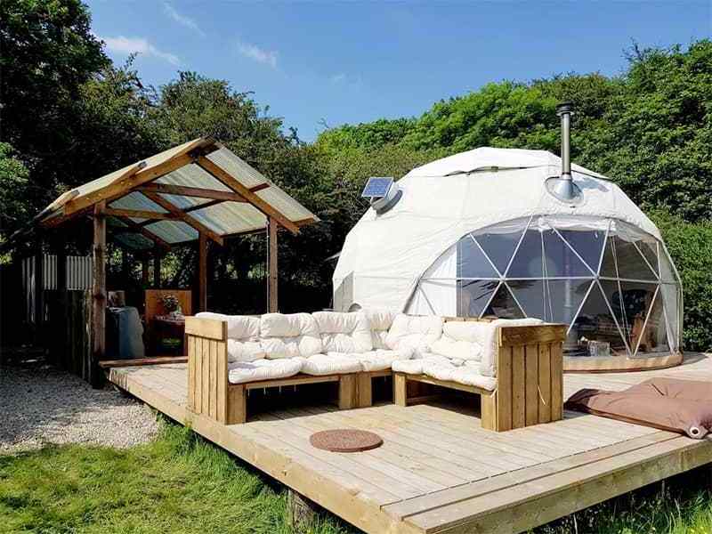 Luxury PVC Waterproof Hotel Clear Glamping Geodesic Dome Tent With Bathroom House Shaped Tents For Party Events