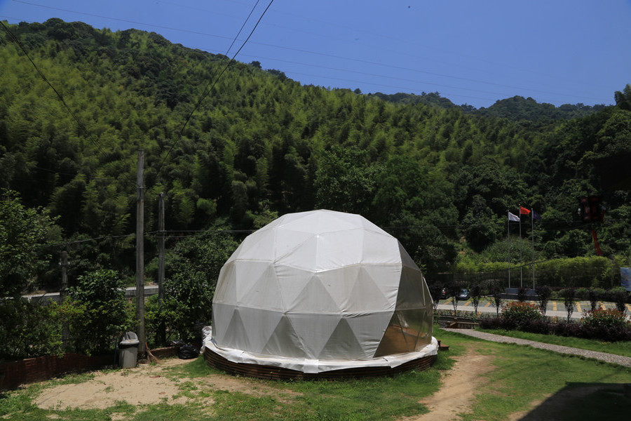 Waterproof PVC Heated Eco Hotel Decoration Prefab Transparent Geodesic round Dome Glamping tent House Desert Tent