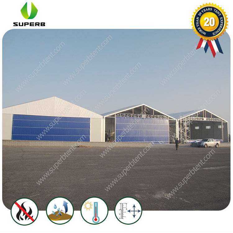 Gable aircraft hangar tent for helicopter storage