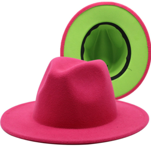 VW028  Fedora hats Women Wholesale  wool Felt Fedora Hats  different colors brim fedora hats