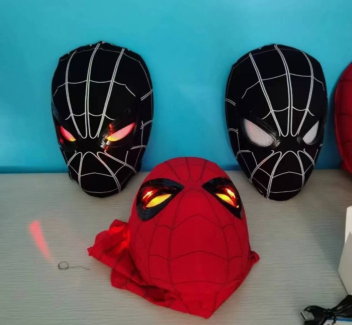 Electronic led red black winking blinking ring control robots Iron spiderman mask for halloween party