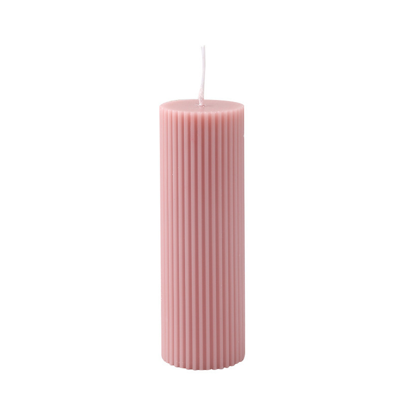 Home decoration aesthetic soy wax tall luxury ribbed fluted pillar candle