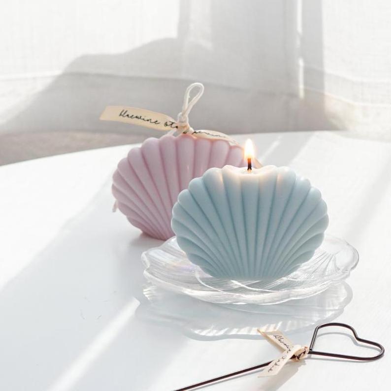 Wholesale Customized Soy Wax Label Logo Shell Shape Scented Sea Shell Candle