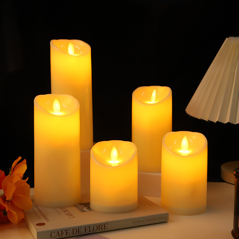 battery operated flickering pillar led candle flameless 4