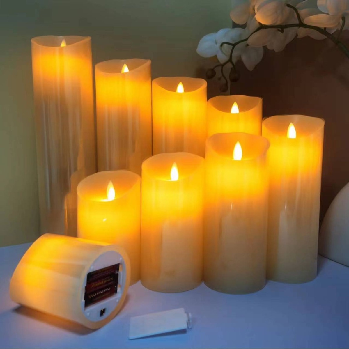 battery operated flickering pillar led candle flameless 4