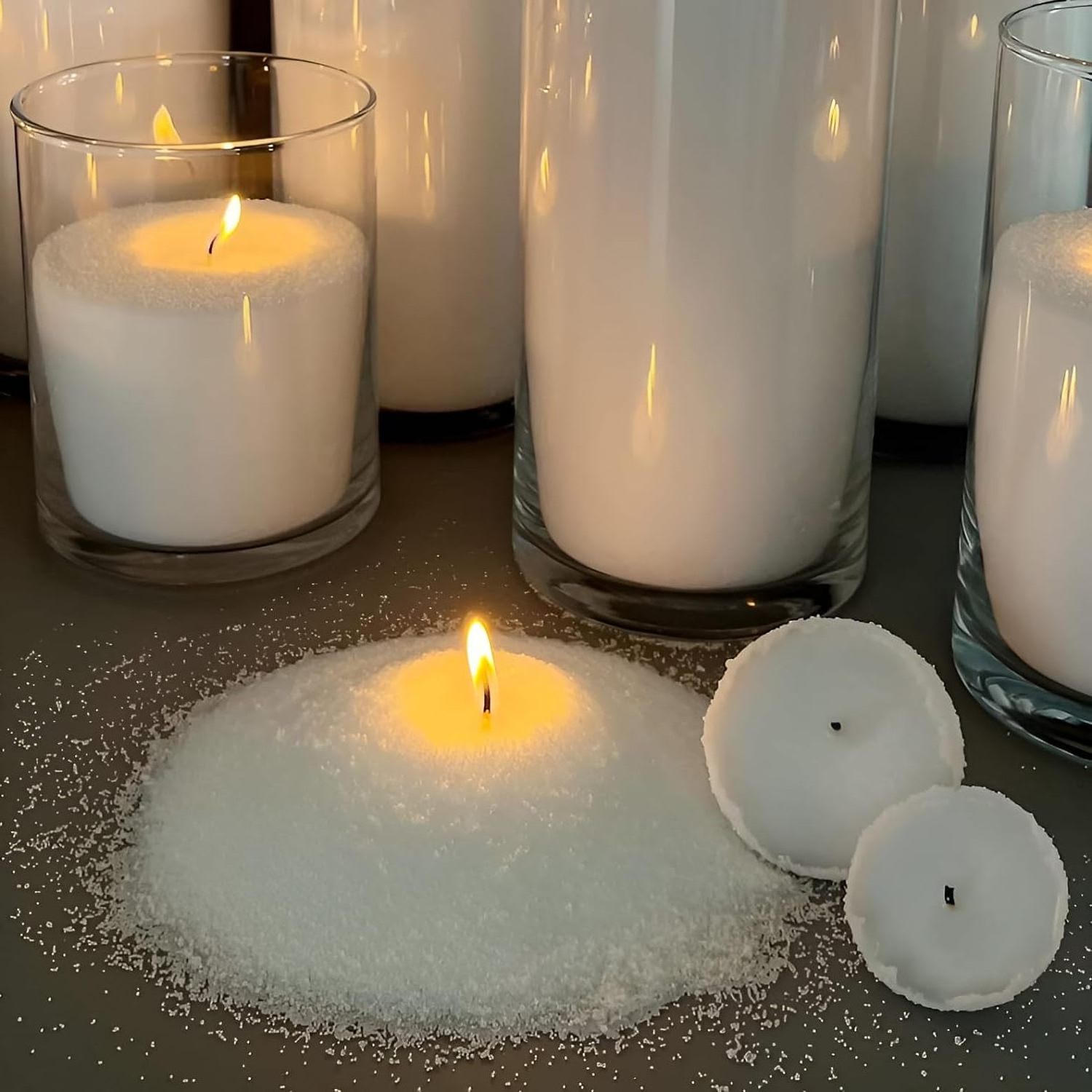 Sustainable Sourced Novelty White Granulated Floating Pearl Candle Sand Black Soya Candle Palm Sand Wax with Gift Box