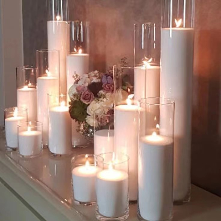 2024 new products arrival large wide candle vase sand wax pillar candles in glass jar wedding glass vases for candles