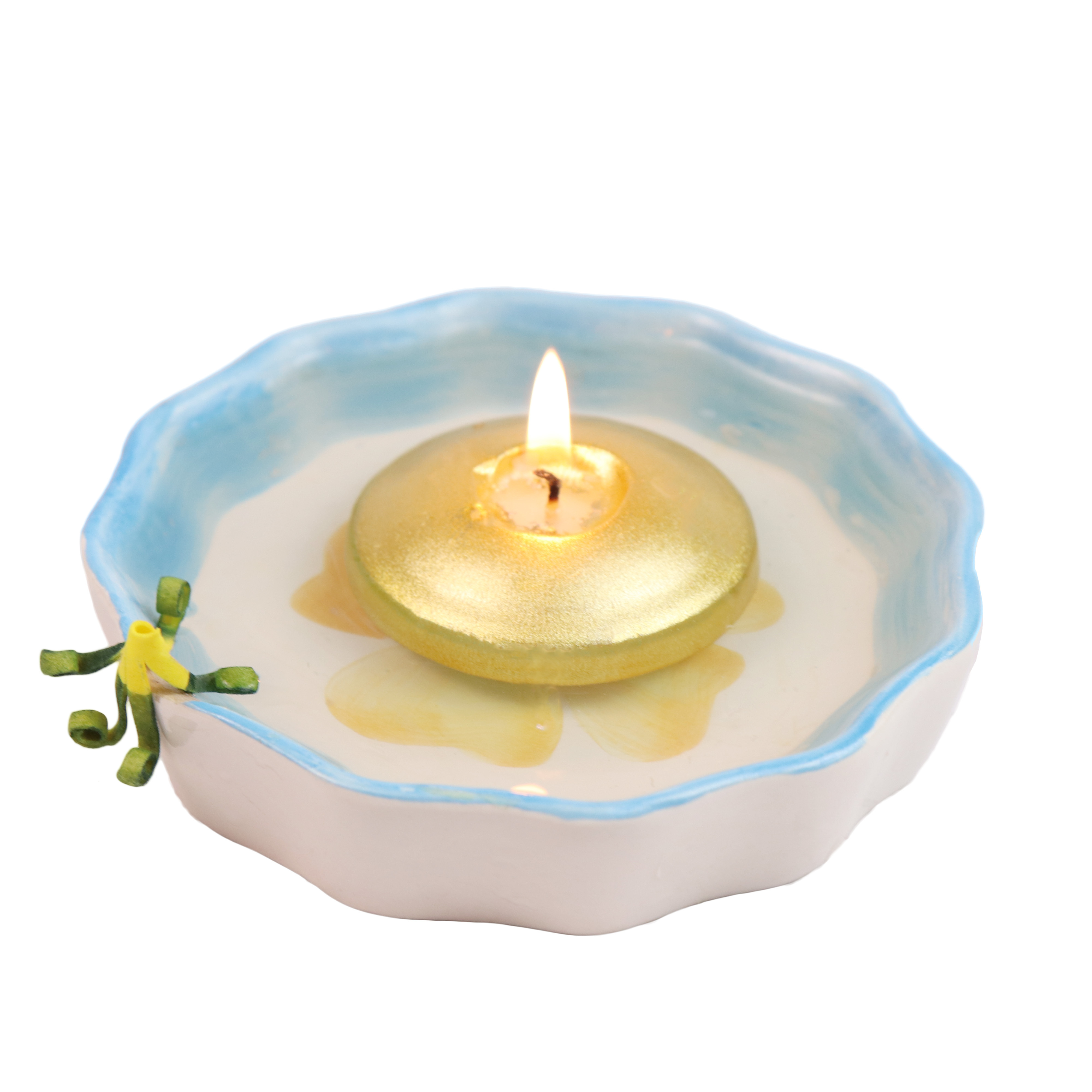 Cheap big size golden decorative water activated floating tealight candle