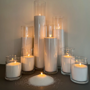 2024 new products arrival large wide candle vase sand wax pillar candles in glass jar wedding glass vases for candles