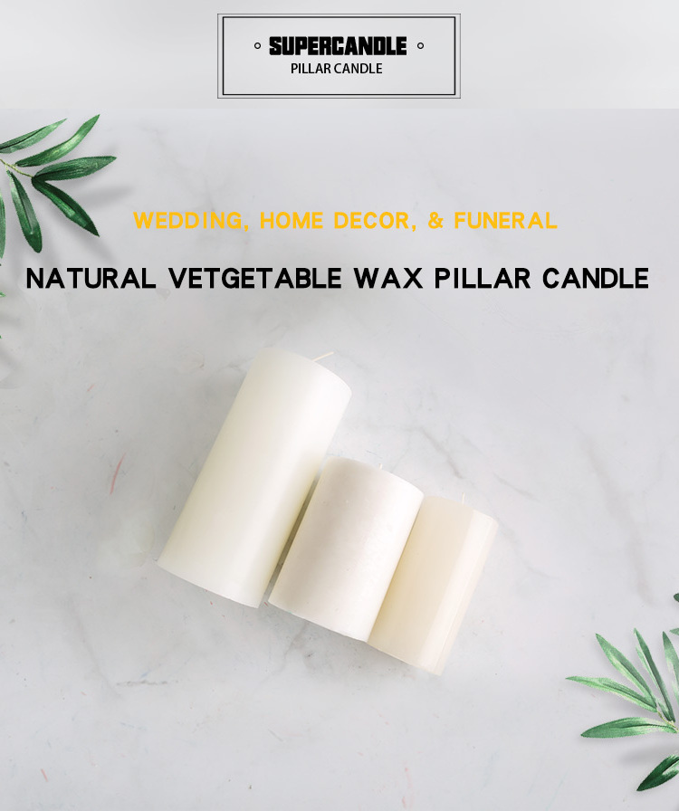 Pillar candles bulk unscented big large black white 3x6 church pillar candle for church wedding home