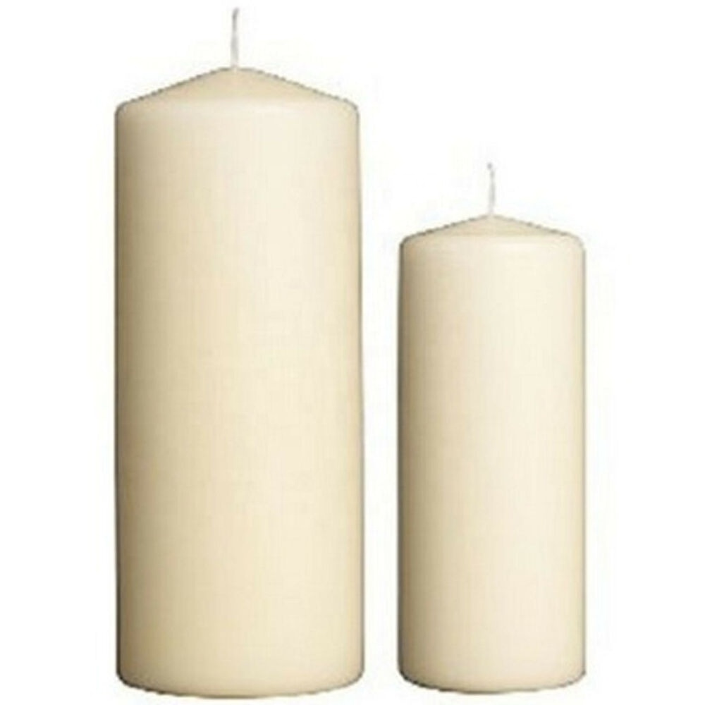 Pure Paraffin Wax Custom Brand Label Scented Thick White Color Bulk Pillar Candles