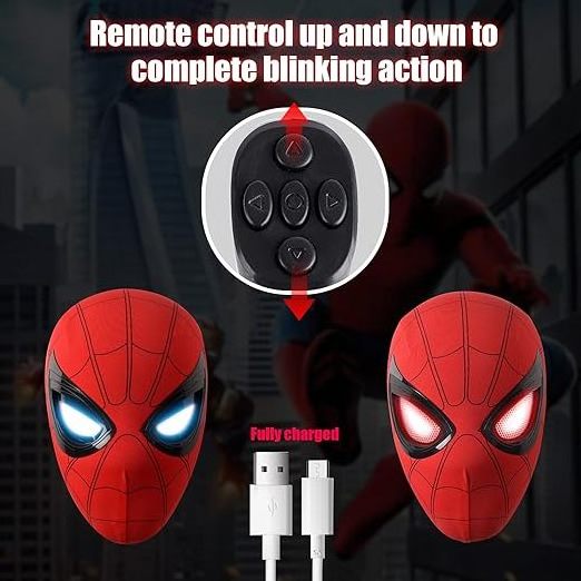 Electronic led red black winking blinking ring control robots Iron spiderman mask for halloween party