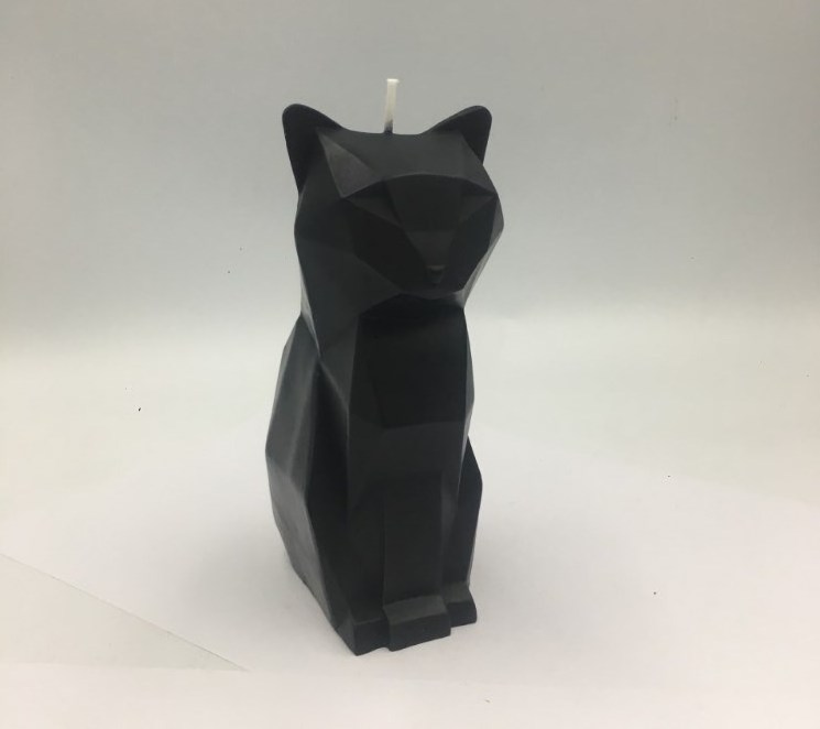 Unique cute spooky funny black animal cat shaped candle skeleton halloween gothic goth horror candle Emo bedroom decor