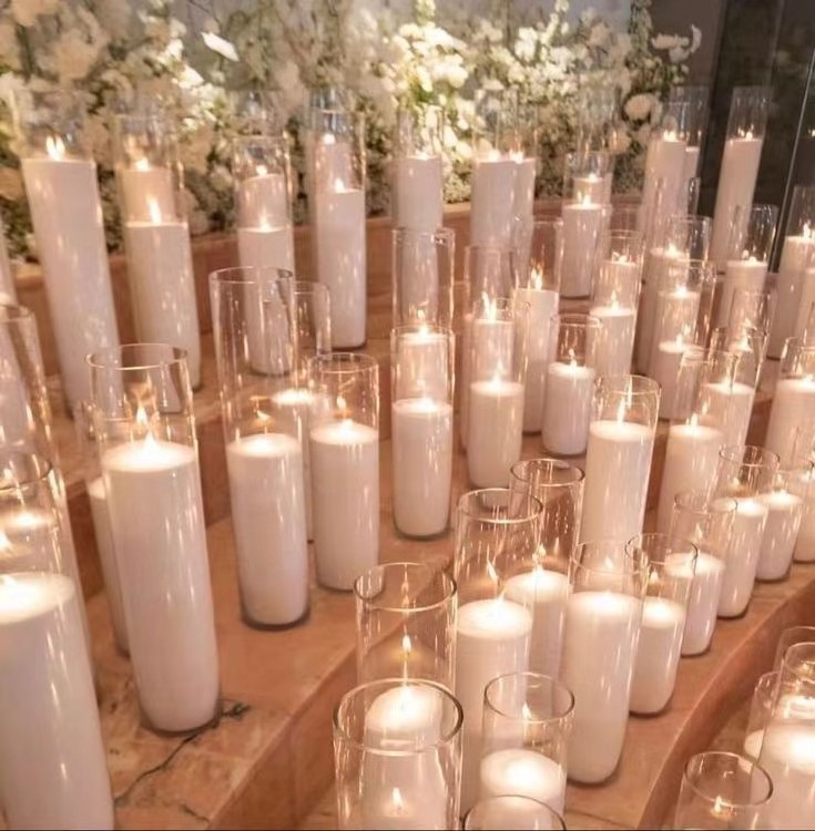 Wholesale Natural Sand wax candles Pearled Candle Colored Scented Granulated Pearl Sand Wax Pillar Candles in Glass Jar Wedding