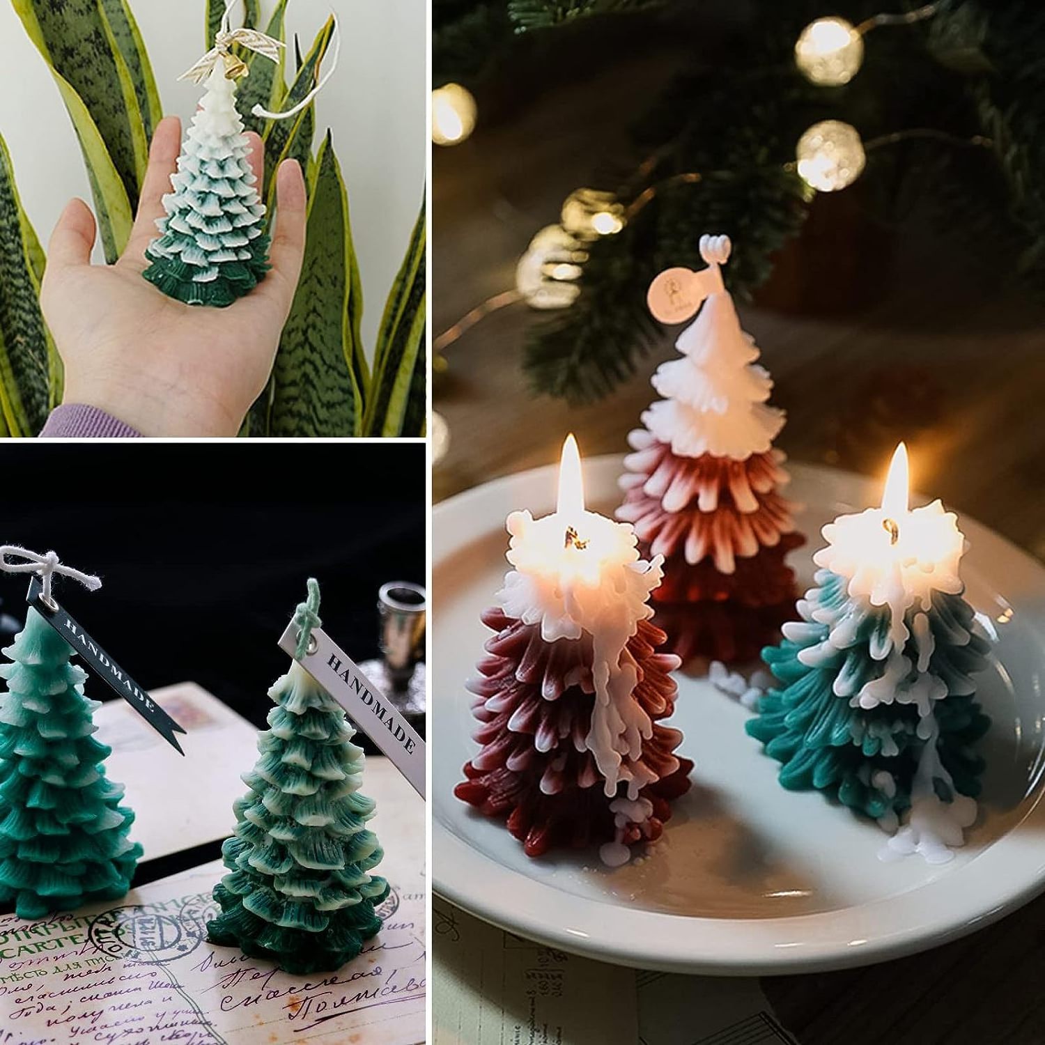 new model style design 2024 product  christmas making tree present moulds 3D blow samta uo resin DIY wax silicone candle mold