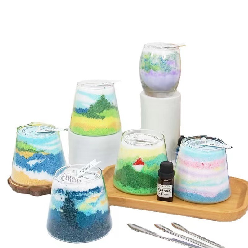 Glass Cylinders Wedding Customized Plant Based Colourful Coconut Pearl Sand Wax for Making Powder Candles