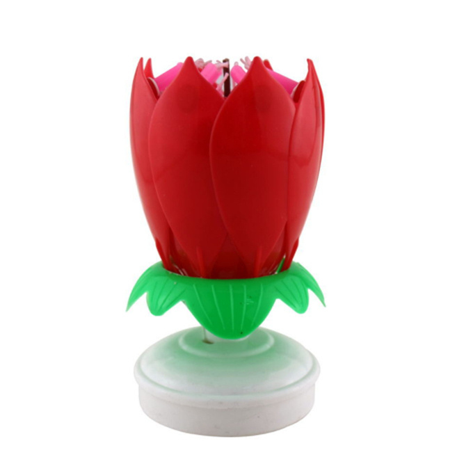 smokeless rotating rainbow lotus fireworks flower musical birthday candle