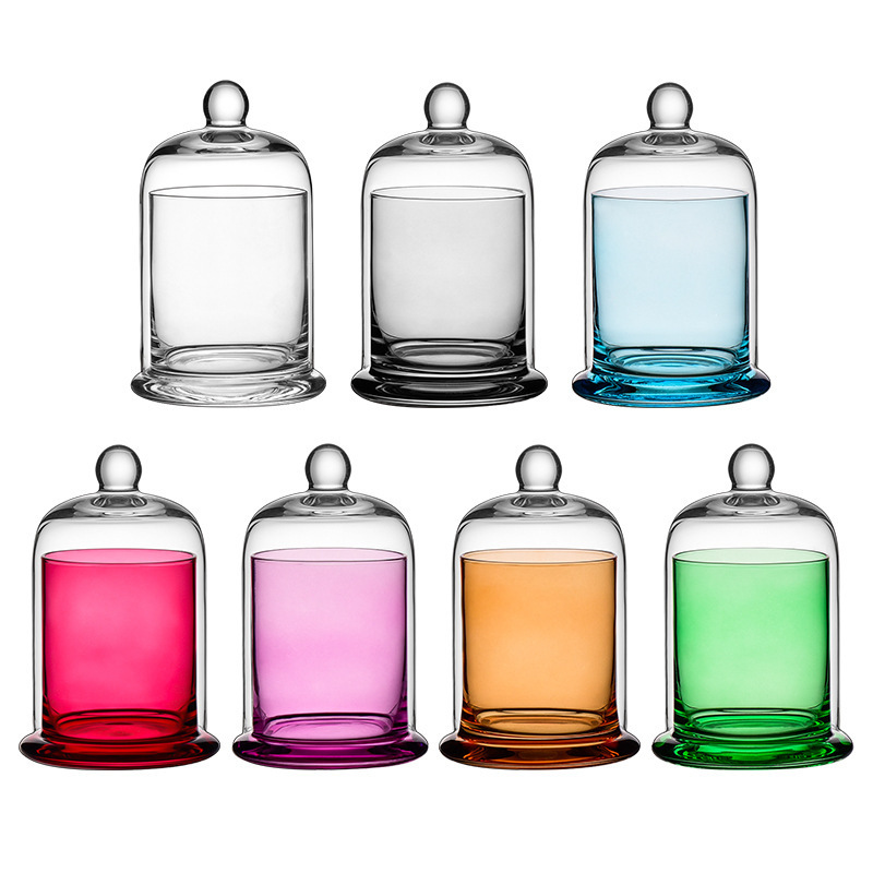 2023 luxury elegant vessel empty glass rainbow coloured sublimation bell shaped candle jar with lid candle box to make candles