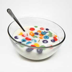 Hot sell handmade scented glass bowl soy wax fruit loops candle cereal candle