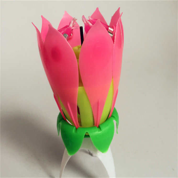 smokeless rotating rainbow lotus fireworks flower musical birthday candle