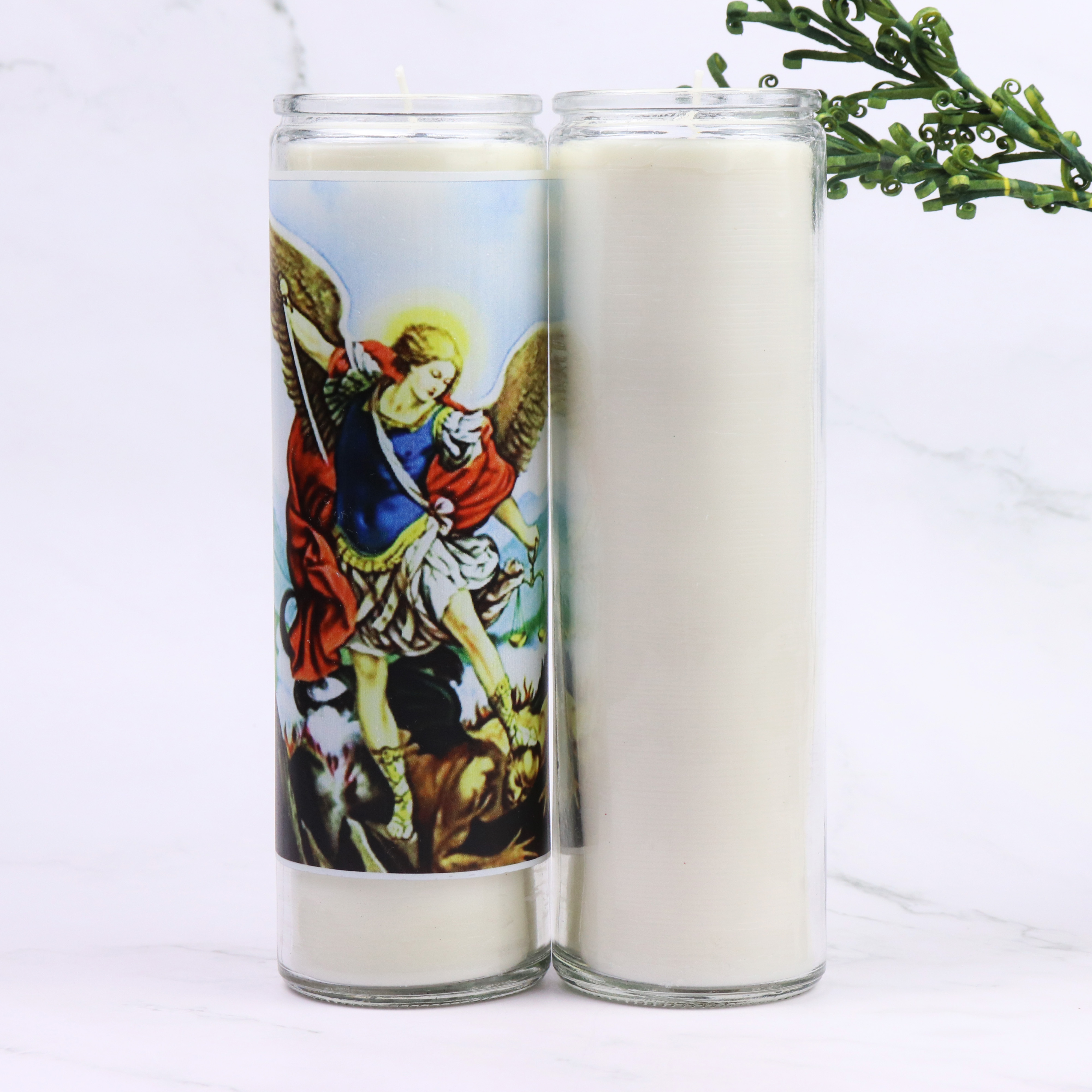 7 days prayer colored tall cup candle with glass jar