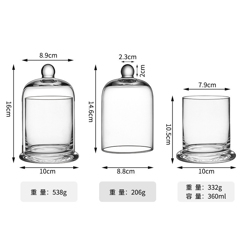 2023 luxury elegant vessel empty glass rainbow coloured sublimation bell shaped candle jar with lid candle box to make candles