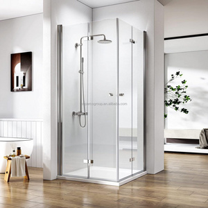 Custom transparent tempered glass doors frameless double folding shower doors base bath shower enclosures door accessories