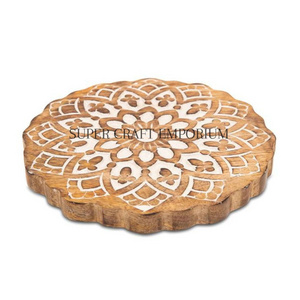 Wholesale Custom Logo Handmade Wooden Engraved Trivet Multifunction Tea Trivets Hot Pad for Cups