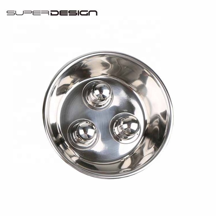 4 Size Good Quality Safe Glossy 316 Steel Bowl Food Grade Stainless Steel With Slow Dog Feeder Bowl