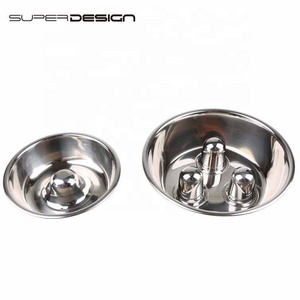 4 Size Good Quality Safe Glossy 316 Steel Bowl Food Grade Stainless Steel With Slow Dog Feeder Bowl