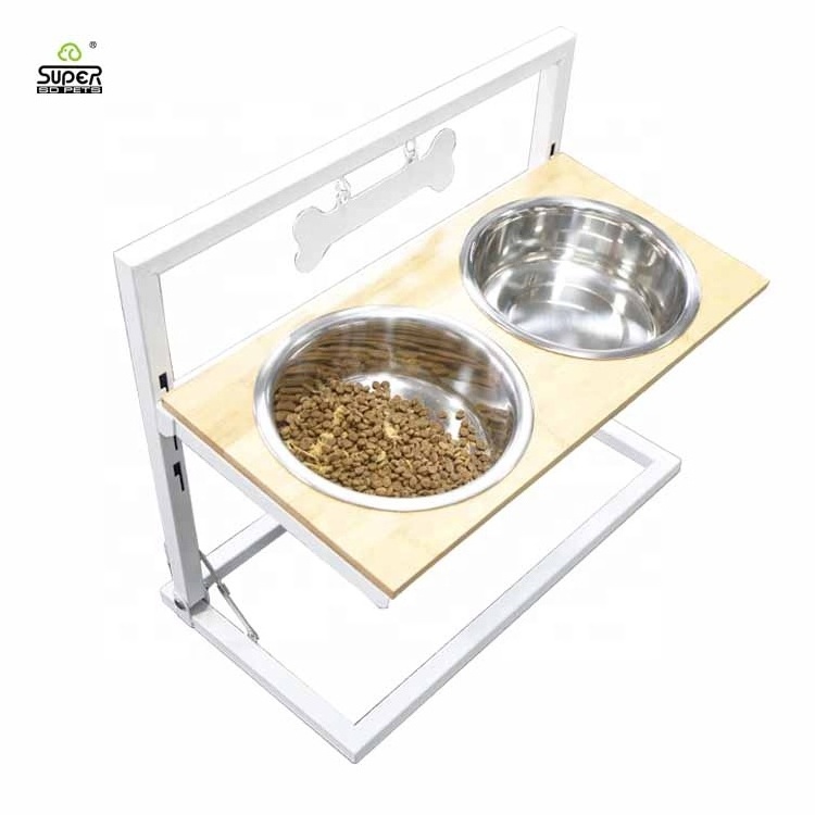 New Dog Products 2023 Dog Bowls Luxury Raised Dog Feeder Adjustable Metal Stand Elevated with Stainless Steel Pets Bowl